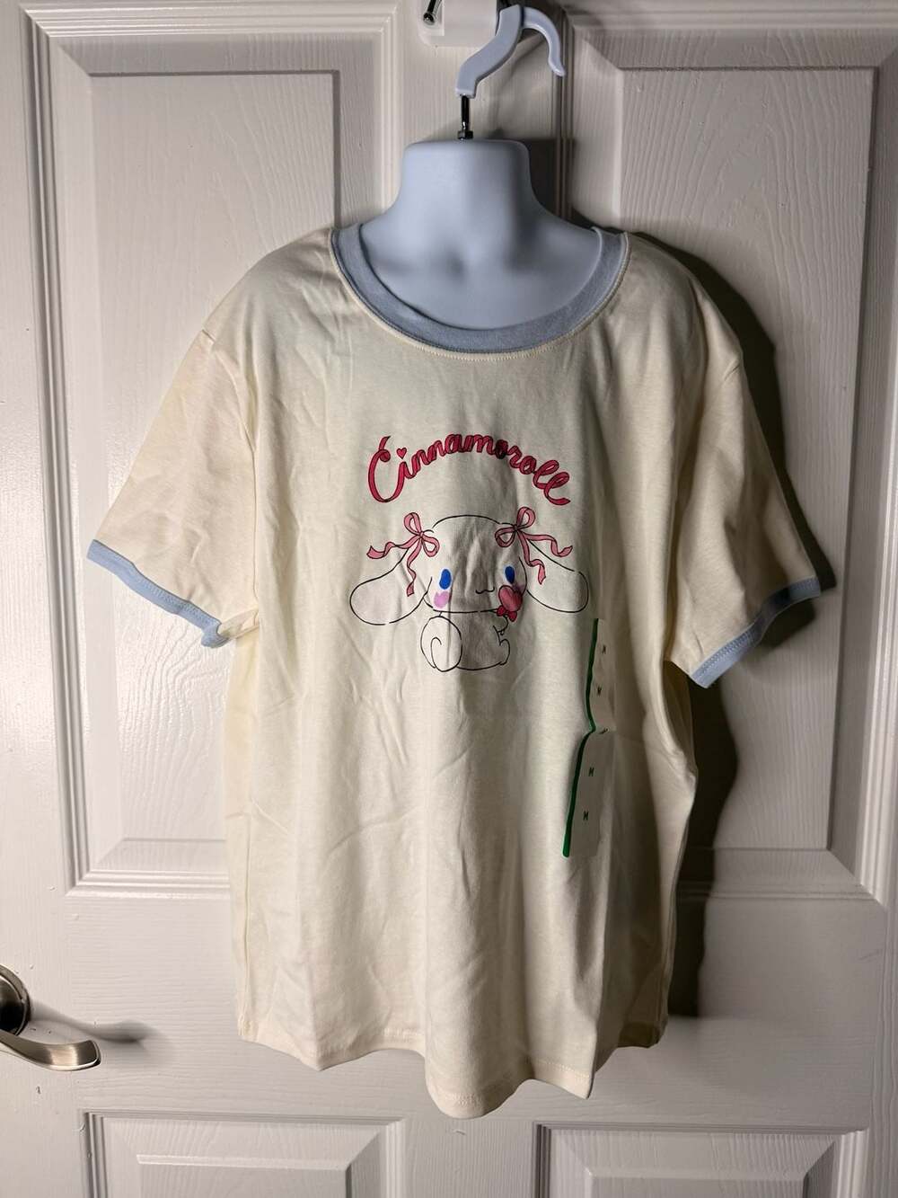 Sanrio Cinnamoroll Ringer T-Shirt Size M Off White Graphic Tee